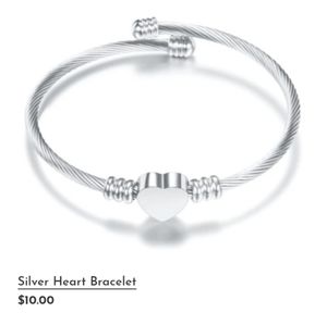 Silver Heart Charm Cuff